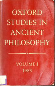Cover of: Oxford Studies in Ancient Philosophy, Vol. I by 
