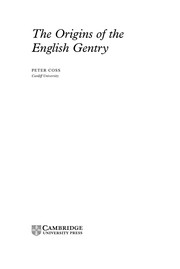 Cover of: ORIGINS OF THE ENGLISH GENTRY. by PETER COSS