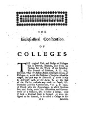 Cover of: The religious constitution of colleges, especially of Yale-college
