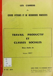 Cover of: Travail productif et classes sociales by Jacques Bidet
