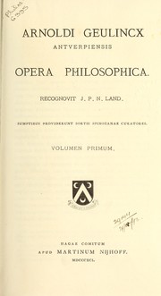 Cover of: Opera philosophica by Arnold Geulincx