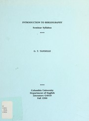 Cover of: Introduction to bibliography: seminar syllabus