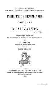 Cover of: Coutumes de Beauvaisis by Beaumanoir, Philippe de Remi sire de
