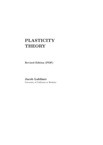 PlasticityTheory by Jacob Lubliner