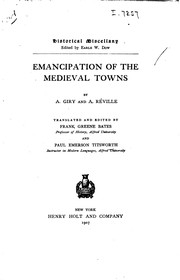 Cover of: Emanicipation of the medieval towns