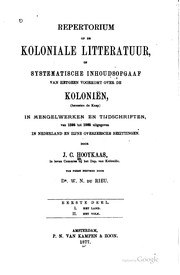 Cover of: Repertorium op de koloniale litteratuur by J. C. Hooykaas