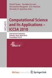 Cover of: Computational Science and Its Applications - Iccsa 2010 by Beniamino Murgante