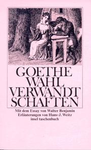 Cover of: Die Wahlverwandtschaften by Johann Wolfgang von Goethe