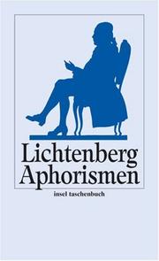Cover of: Aphorismen. by Georg Christoph Lichtenberg, Kurt. Batt