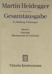 Cover of: Gesamtausgabe, Ln, Bd.63, Ontologie