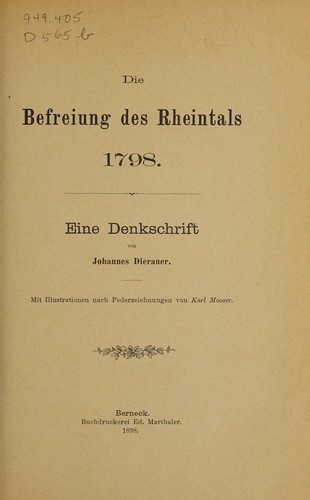 Die Befreiung des Rheintals 1798 by Johannes Dierauer