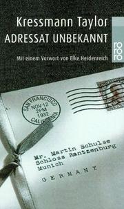 Cover of: Adressat unbekannt by Kathrine Kressmann Taylor