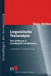 Cover of: Linguistische Textanalyse. Eine Einführung in Grundbegriffe und Methoden.