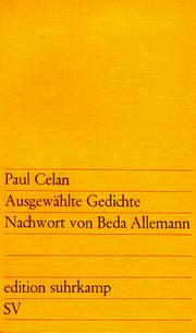 Cover of: Ausgewahlte Gedichte Nachwort Von Beda Allemann
