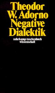 Cover of: Negative Dialektik