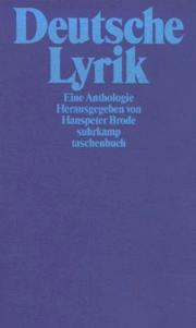 Deutsche Lyrik Eine Anthologie by Hanspeter Brode