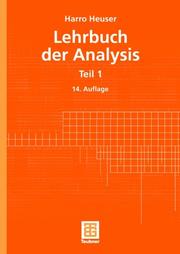 Cover of: Lehrbuch der Analysis. Teil 1