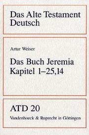Cover of: Das Alte Testament Deutsch (ATD), Tlbd.20, Das Buch Jeremia