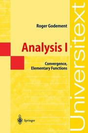 Cover of: Analysis I by Roger Godement