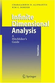 Cover of: Infinite Dimensional Analysis: A Hitchhiker's Guide