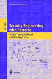 Cover of: Security Engineering with Patterns by Markus Schumacher
