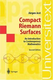 Cover of: Compact Riemann surfaces by Jürgen Jost