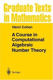 Cover of: A course in computational algebraic number theory by Cohen, Henri.