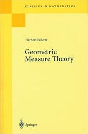 Cover of: Geometric measure theory by Herbert Federer