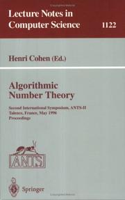 Cover of: Algorithmic number theory by Henri Cohen (ed.).