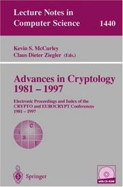 Cover of: Advances in Cryptology 1981 - 1997 by 