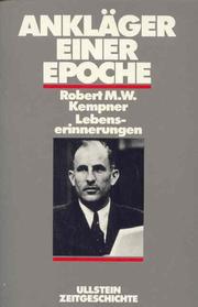 Ankläger einer Epoche by Robert M. W. Kempner