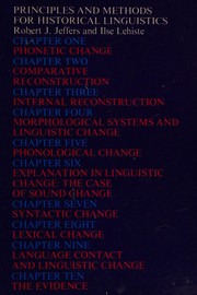 Cover of: Principles and methods for historical linguistics by Robert J. Jeffers