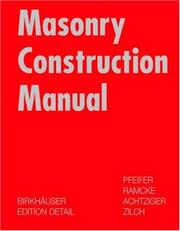 Cover of: Masonry construction manual