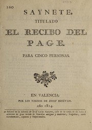 Cover of: Saynete, titulado El recibo del page by Juan Ignacio González del Castillo