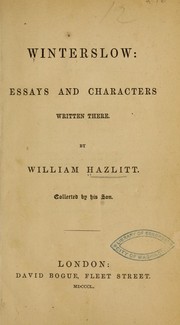 william hazlitt my first acquaintance with poets