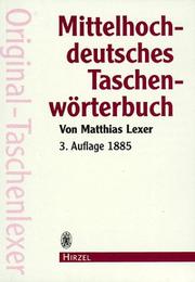 Cover of: Mittelhochdeutsches Taschenwörterbuch.