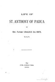 Cover of: Life Of St. Anthony Of Padua