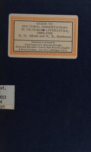 Cover of: Guide to doctoral dissertations in Victorian literature, 1886-1958