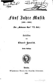 Cover of: Fünf Jahre Musik, 1891-1895.