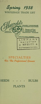 Cover of: Spring 1938 wholesale trade list: specialties for the professional grower : seeds, bulbs, plants