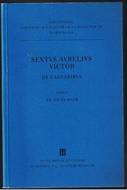 Cover of: Aurelii Victoris de Caesaribus liber by Sextus Aurelius, Franz Pichlmayr