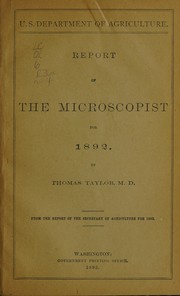 Cover of: Report of the Microscopist for 1892