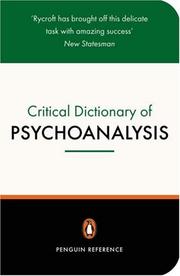 Cover of: Dictionary of Psychoanalysis, A Critical: Second Edition (Penguin Reference Books.)