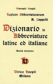 Cover of: Lexicon Abbreviaturarum (Manuali Hoepli)