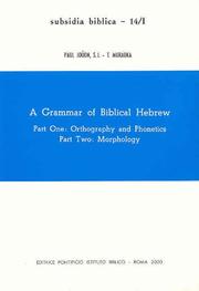 Cover of: A Grammar of Biblical Hebrew | Paul Jouon