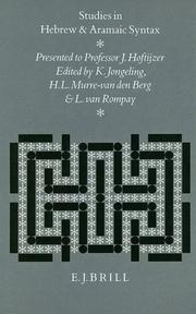 Cover of: Studies in Hebrew and Aramaic syntax | 