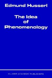 Cover of: The Idea of Phenomenology by Edmund Husserl