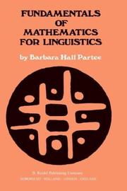 Cover of: Fundamentals of Mathematics for Linguistics by Barbara Hall Partee