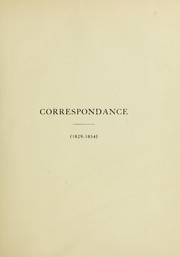 Cover of: Correspondance (1829-1854)