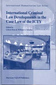Cover of: International criminal law developments in the case law of the ICTY